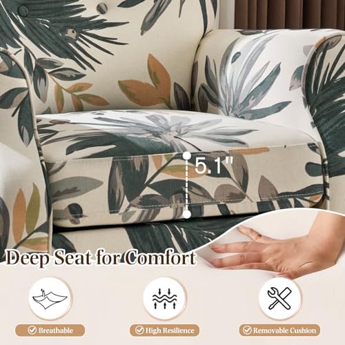 YOLENY Mid Century Wingback Arm Chair, Modern Upholstered Fabric High Back - Image 5
