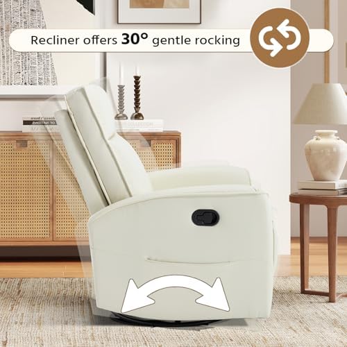 HAOMARKETS Swivel Rocker Recliner Chair Set of 2, Manual Faux Leather Glider - Image 5