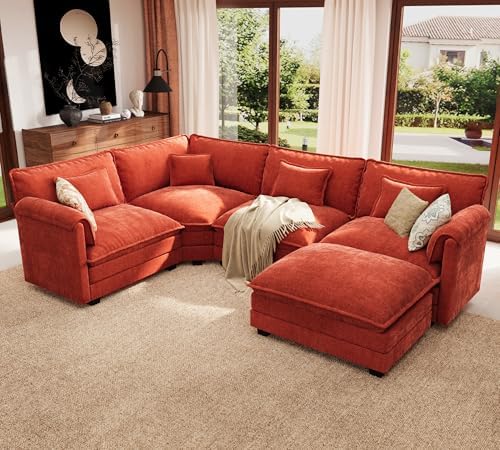 ELUCHANG 114" Oversized V Shaped Modular Sectional Sofa, Comfy Cloud Couch by ELUCHANG
