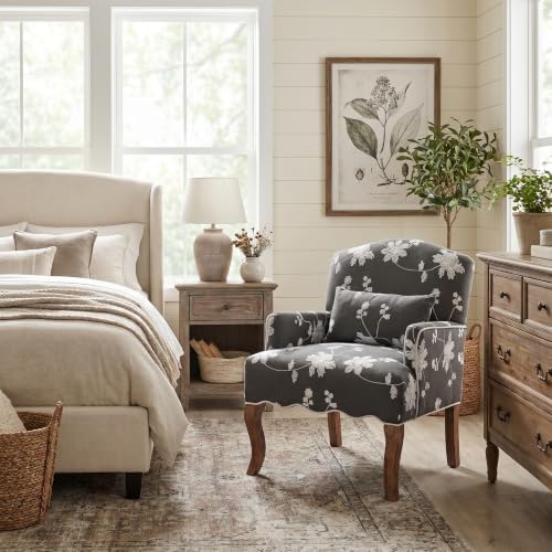 Shunzhi Floral Accent Chairs Farmhouse Upholstered Armchair Linen Reading Chair - Image 3