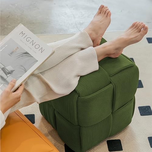 Cmishe 15" Square Woven Corduroy Ottoman Footrest - Image 5