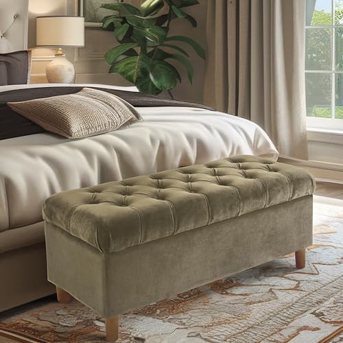 HomePop 40" Ainsley Button Tufted Storage Bench - Image 2