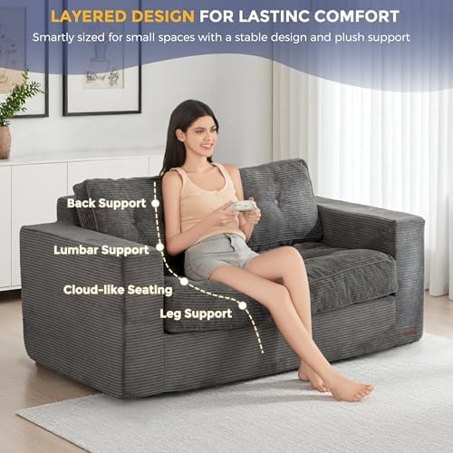 MAXYOYO Loveseat Sofa Couch, Upholstered Bean Bag Chair Cloud Seat - Image 4