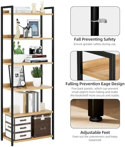 NUMENN Bookshelf, 6 Tier Freestanding Shelving Unit - Image 5