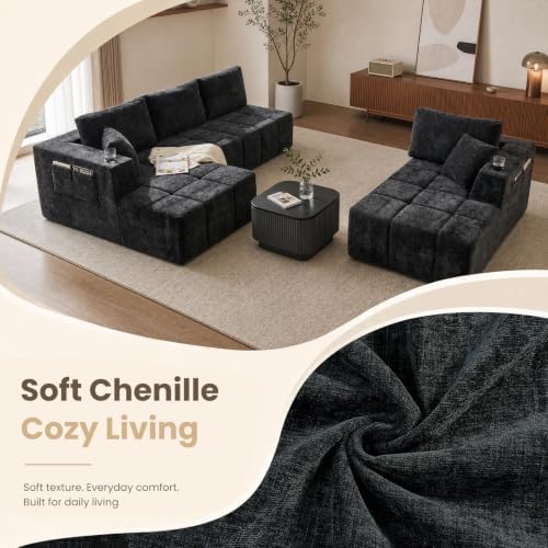 Yafylly 132 Inch U Shaped Modular Sectional Couch - Image 7