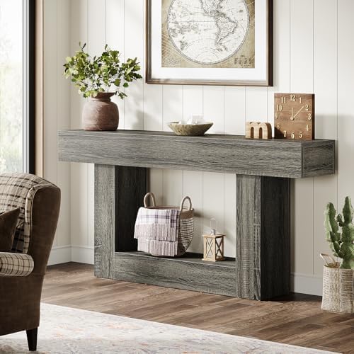 Tribesigns 63" Console Table, Farmhouse 2-Tier Entryway Table - Image 4