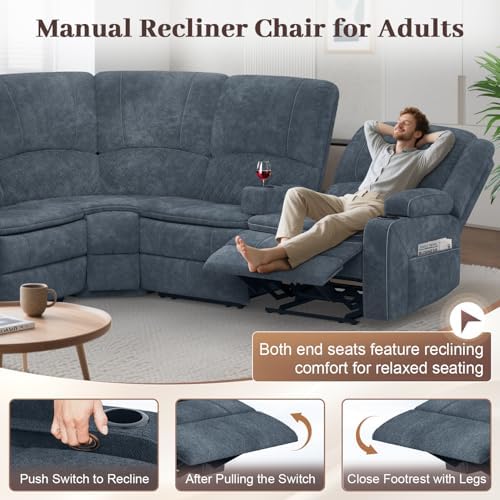 5 Seater Reclining Sofa Set, Modern Living Room Couch Set - Image 6