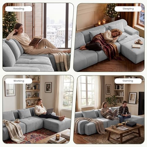 GRUSIGN 108'' Modular Boneless Sofa, Sectional Couch - Image 5