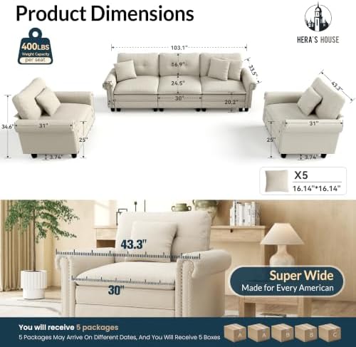 HERA'S HOUSE Modular Sectional Sofa and Chair Set - Image 2