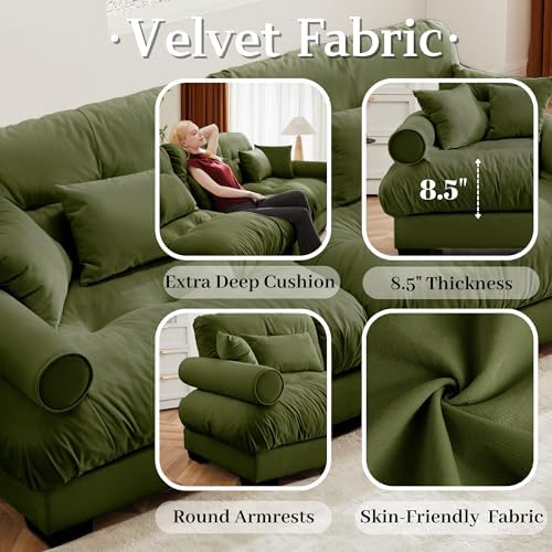 130" Modular Sectional Sofa, Velvet Upholstered Couches - Image 6