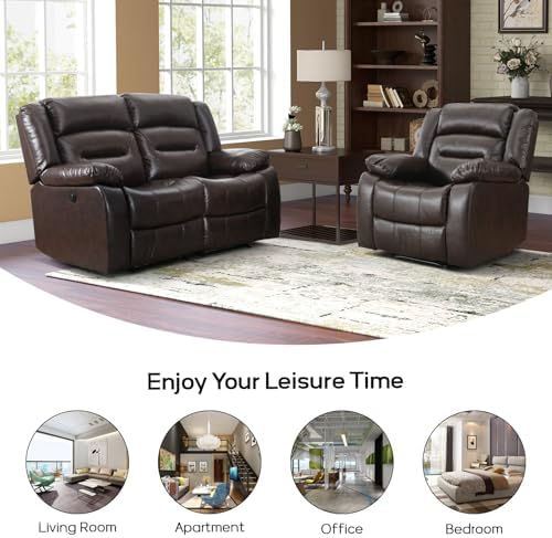 EBELLO Faux Leather Power Recliner Chair Loveseat Recliner Set, Electric - Image 5
