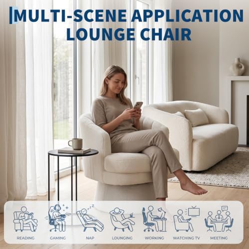 Garvee Teddy Swivel Accent Chair, 360° Barrel Chair - Image 5