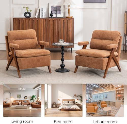 Mid Century Modern Accent Chair, Comfy Solid Wood Armchair - Image 7