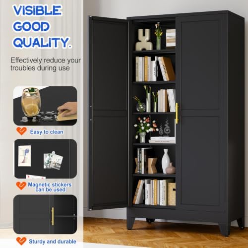 GAIOUS 79" Tall New Update Kitchen Pantry Cabinet, Metal Storage Cabinet - Image 4