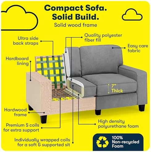 Serta Palisades 61" Track Arm Sofa, Easy Care Polyester, Soft Pillow Back - Image 5