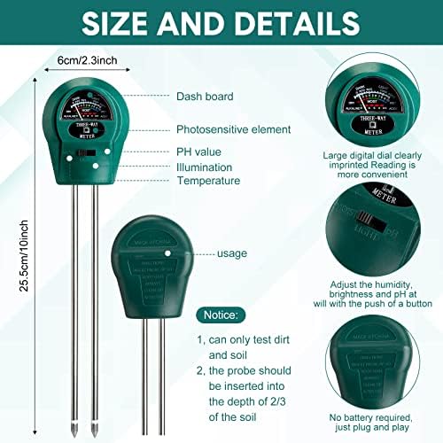 Sherr 4 Pieces Plant Moisture Meter 3 in 1 Soil Moisture Meter - Image 2