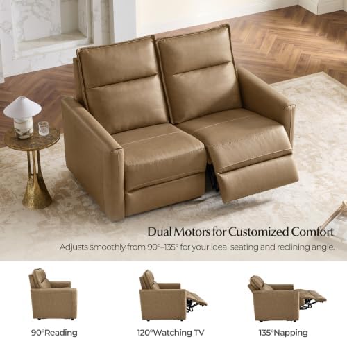 CHITA Genuine Leather Couch, 1-seat Power Recliner Sofa - Image 4