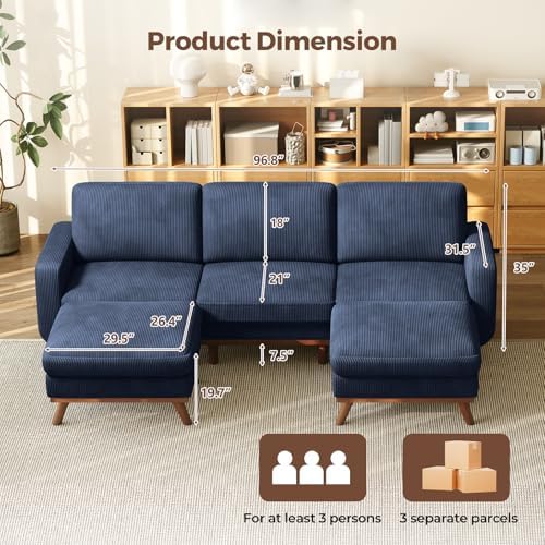 Vesgantti 97" Modular Sectional Sofa Dark Blue, U-Shaped Couch - Image 2