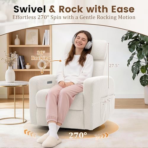 Korser Power Recliner Chair for Adults, Swivel Rocker Recliner - Image 4