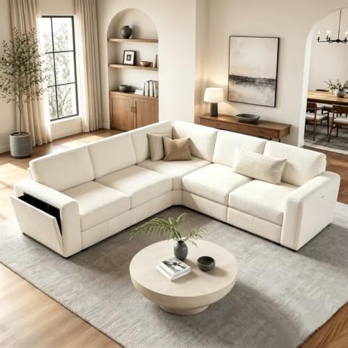Vesgantti Modular 5-Seater Chenille L Shaped Sectional Sofa by Vesgantti