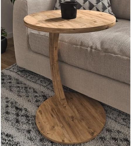 C Shaped End Table for Couch Small Places, Space Saver Round Side Table for - Image 4