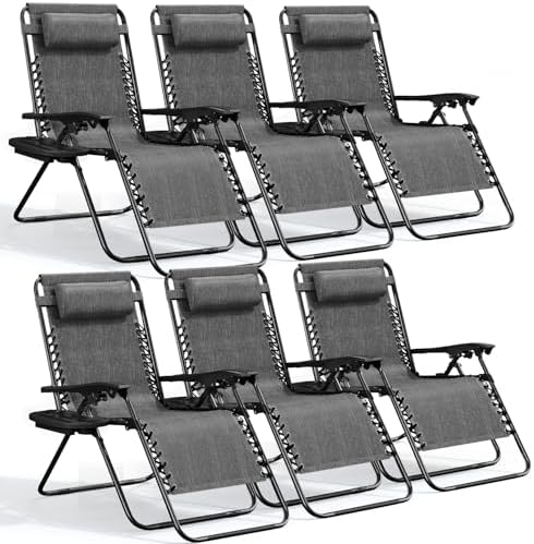 Nestl Zero Gravity Chairs Set of 6, Patio Lounge Chair Outdoor by Nestl