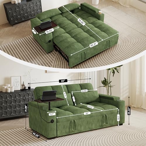 65'' Sleeper Sofa Pull Out Couches - Image 3