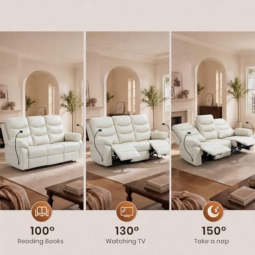 Manual Reclining Sofa, 3 Seat Recliner Couch Sofa, Home Theater Apartment - Image 5