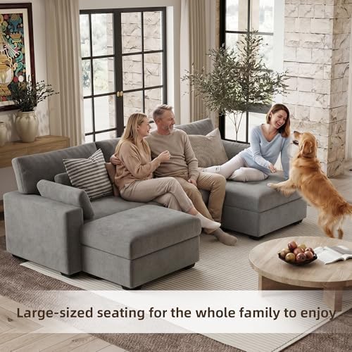 WorthFurni 113.4'' Modular Sectional Sofa, U Shaped Oversized Extra Deep Couches - Image 4