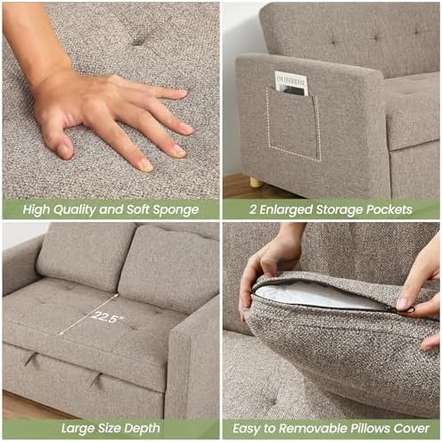 SEJOV Loveseat Sleeper, 3-in-1 Convertible Sofa Bed Pull Out - Image 6