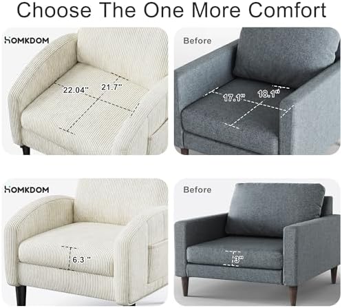 Homkdom Accent Chair with Side Pockets & Ergonomic Backrest - Image 5
