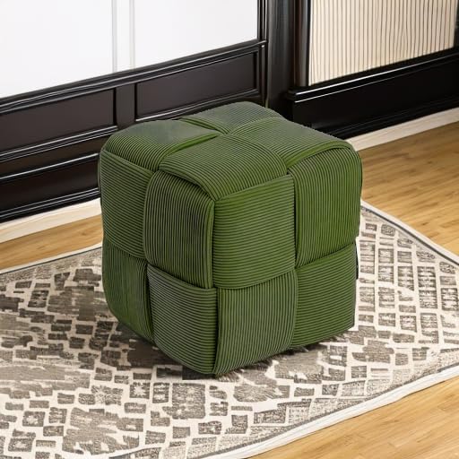 Cmishe 15" Square Woven Corduroy Ottoman Footrest - Image 6