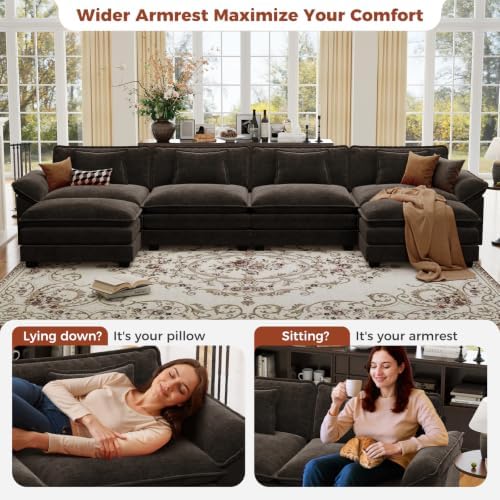 CDCASA 154" Oversized Modular Sectional Sofa, Comfy U-Shaped Cloud Couch w/ 2 - Image 6