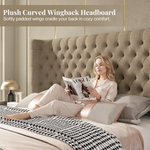 Jocisland Cal King Bed Frame Sleigh Headboard & Footboard - Image 4