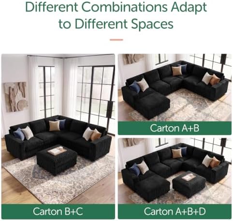 HONBAY Corduroy Sectional Sofa - Image 3