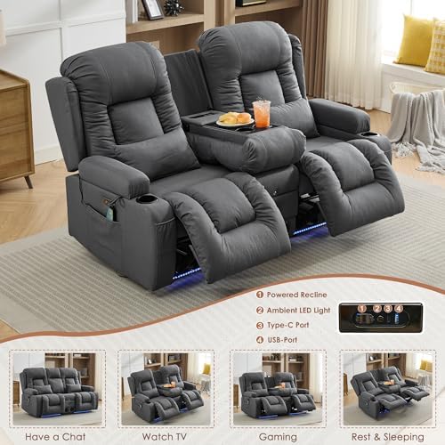 TUNYI Wall Hugger Loveseat Recliner Sofa - Image 4