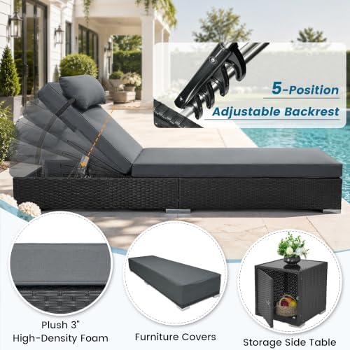 Outdoor Chaise Lounge Chairs Set of 2 - Image 5