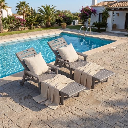 Outdoor Chaise Lounge Chairs, 5-Position Adjustable Backrest, Waterproof - Image 2