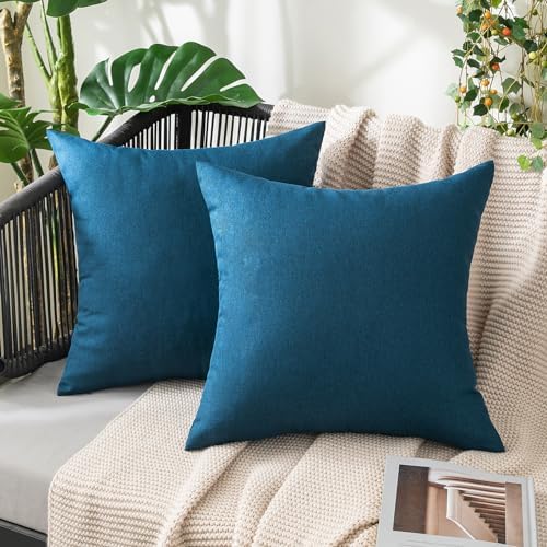 MIULEE Decorative Outdoor Pillow Covers Euro Waterproof 22x22 Blue by MIULEE