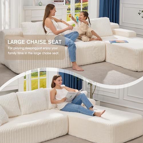 Hobestluk Boneless Couches Modular Sectional Sofa L-Shape Oversized Chaise - Image 4