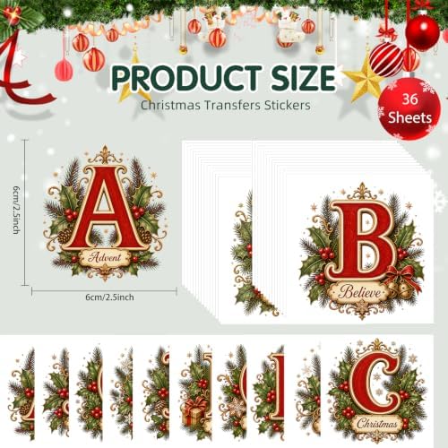 ZMRU 36 Sheets Vintage Christmas Rub On Transfers - Image 2