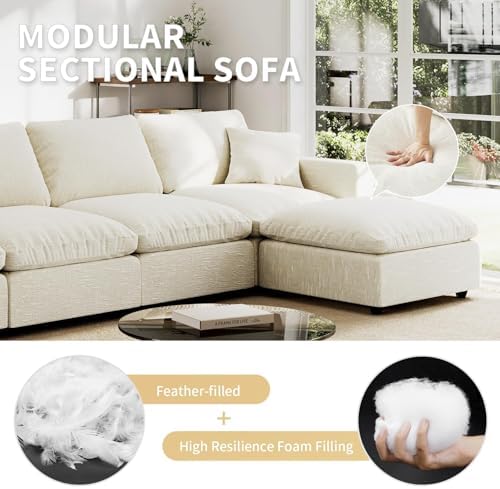 Modern Sectional Linen Couch for Living Room V-Shape Sofas, 7 Seat Modular - Image 4