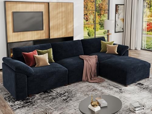 EASE MOOSE Blue Sectional Modular Sofa, Oversized L Shape Sectional Couch Wide - Image 4