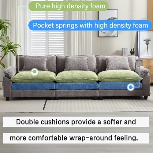 Oprisen 3 Pieces Cloud Couch Set, Upholstered Comfy Modular Sectional Sofa Deep - Image 3