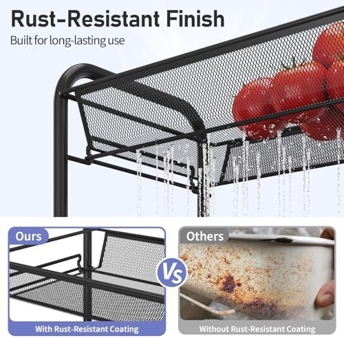 TOOLF 3 Tier Rolling Cart, Metal Utility Storage Cart - Image 3