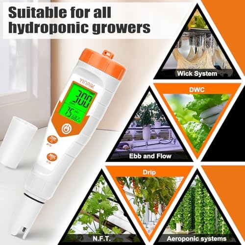 YINMIK pH Meter for Hydroponics, 4 in 1 PPM EC Meter for Plant Nutrients - Image 6