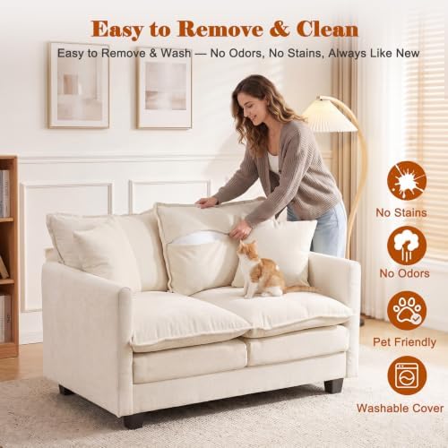 50'' Loveseat Sofa Set, Small Couch Set 2 Piece Cloud Love Seat - Image 3