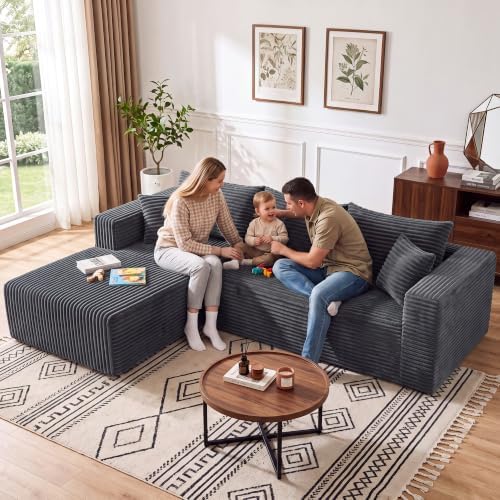 92.5" L-Shaped Boneless Modular Sectional Sofa, Cloud Couch - Image 3