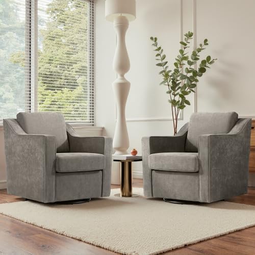 Swivel Accent Chairs Set of 2, Chenille Armchair by UIXE