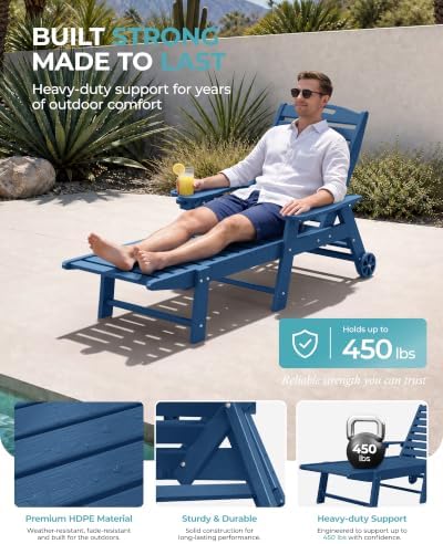 Ciokea Lounge Chair Outdoor Set of 6, Oversized Chaise Lounge Chair - Image 5